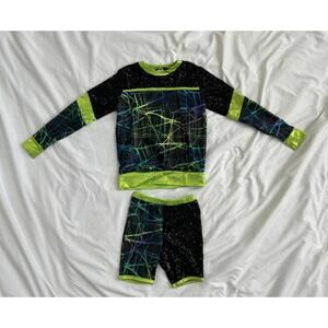 A Wish Come True girls size Medium black and neon green dance costume